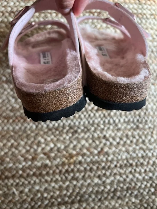 Birkenstock Pink Two-Strap Shearling Lined Sandals - Picture 6 of 7